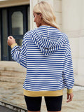 Drawstring Striped Zip Up Long Sleeve Hoodie - Trendsi - Flyclothing LLC