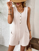 Pocketed Round Neck Sleeveless Romper - Trendsi - Flyclothing LLC
