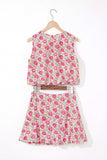 Floral Print Cropped Tank and Mini Skirt Set - Trendsi - Flyclothing LLC