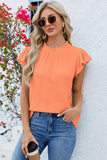 Ruffled Round Neck Cap Sleeve Blouse - Trendsi - Flyclothing LLC