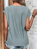 Eyelet V-Neck Cap Sleeve Blouse - Trendsi