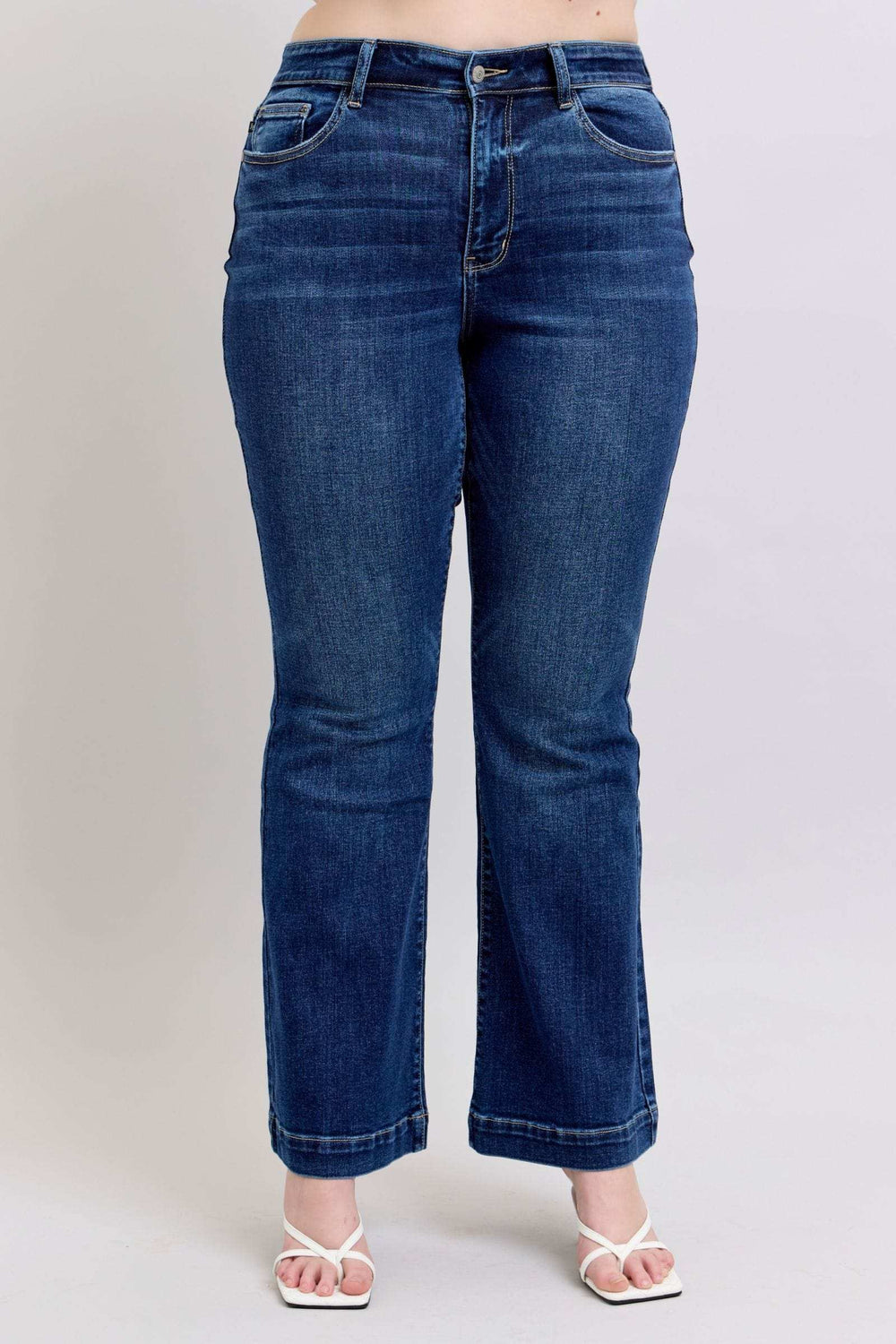 Judy Blue Full Size High Rise Flare Jeans with Pockets Plus Size - Trendsi - Flyclothing LLC