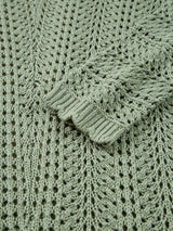Scalloped Edge Eyelet Knit Batwing Sleeve Cardigan - Trendsi - Flyclothing LLC