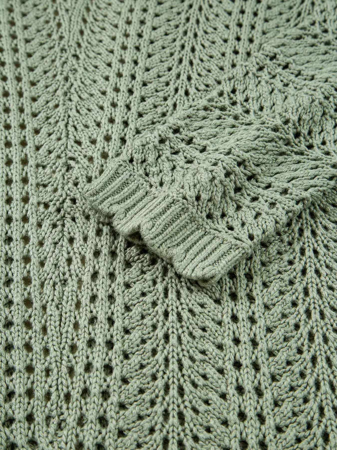 Scalloped Edge Eyelet Knit Batwing Sleeve Cardigan - Trendsi - Flyclothing LLC
