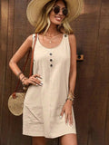 Decor Button Mini Tank Dress with Pockets - Trendsi - Flyclothing LLC