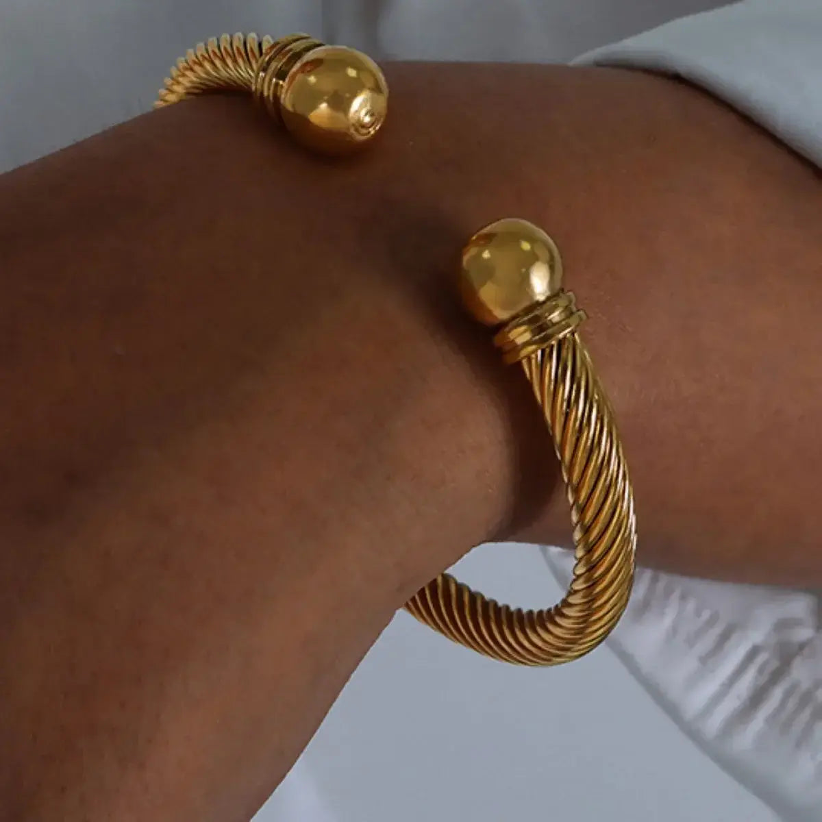 Stainless Steel Twisted Cable Cuff Bracelet - Trendsi - Flyclothing LLC