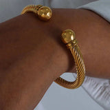 Stainless Steel Twisted Cable Cuff Bracelet - Trendsi - Flyclothing LLC