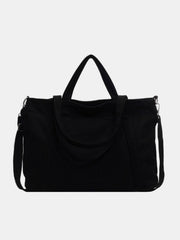 Corduroy Solid Large Tote Bag - Trendsi