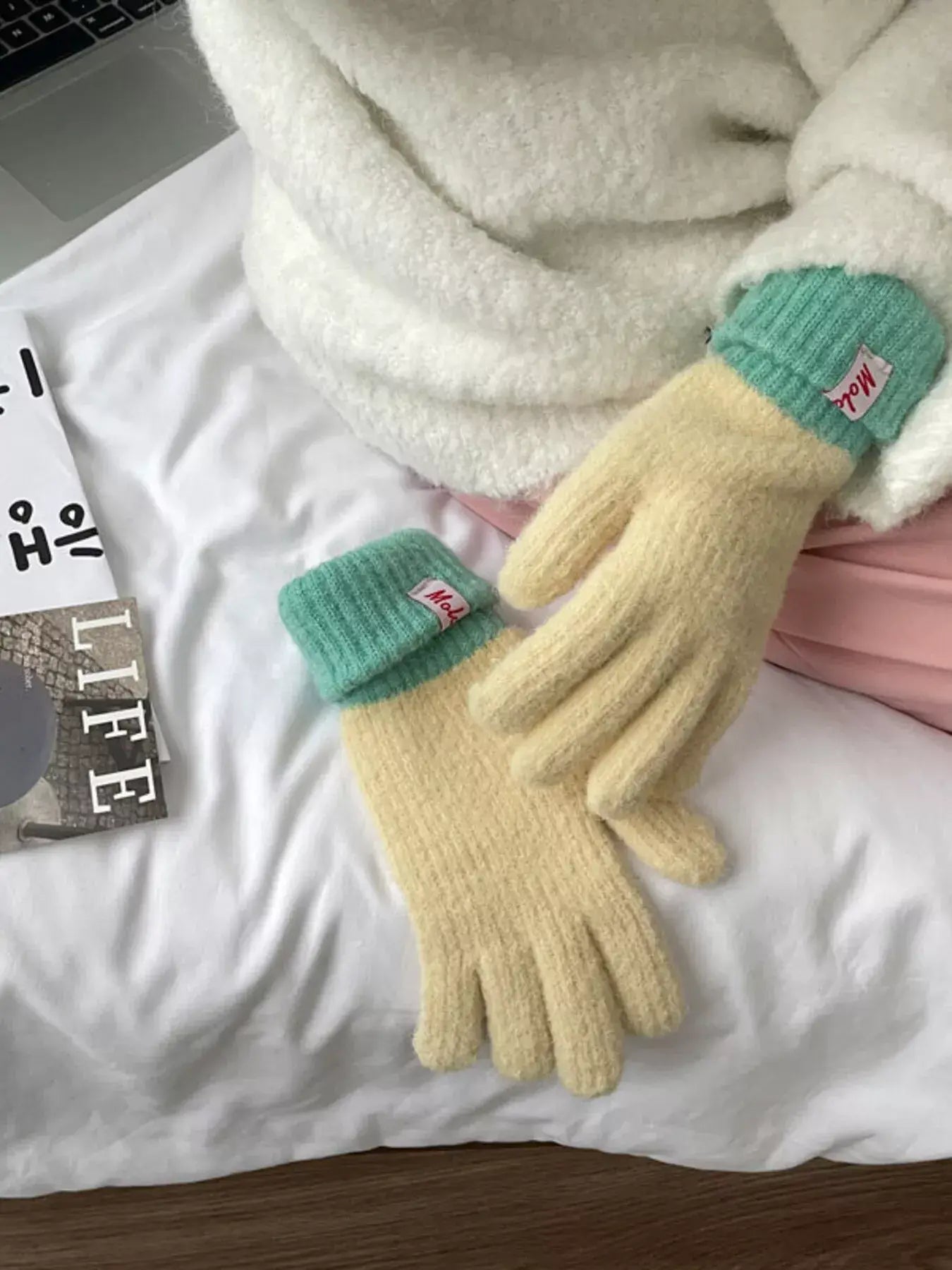 Cozy Knit Gloves with Ribbed Cuff - Trendsi - Flyclothing LLC