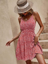 Floral V-Neck Mini Cami Dress - Trendsi - Flyclothing LLC