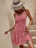 Floral V-Neck Mini Cami Dress - Trendsi