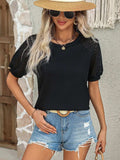 Round Neck Short Sleeve Top - Trendsi - Flyclothing LLC