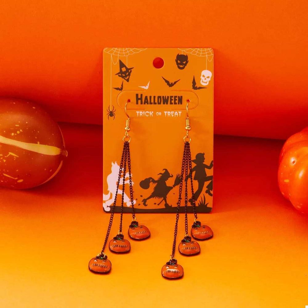 Halloween Pumpkin Chain Drop Earrings - Trendsi - Flyclothing LLC