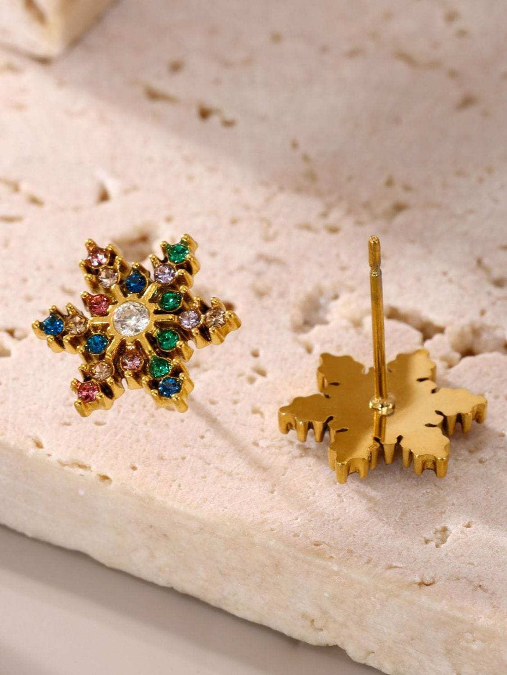 Stainless Steel Snowflake Stud Earrings - Trendsi - Flyclothing LLC