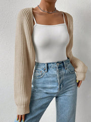 Honey Open Front Long Sleeve Cropped Cardigan - Trendsi