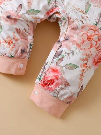 Ruffled Floral Round Neck Jumpsuit with Headband - Trendsi - Flyclothing LLC
