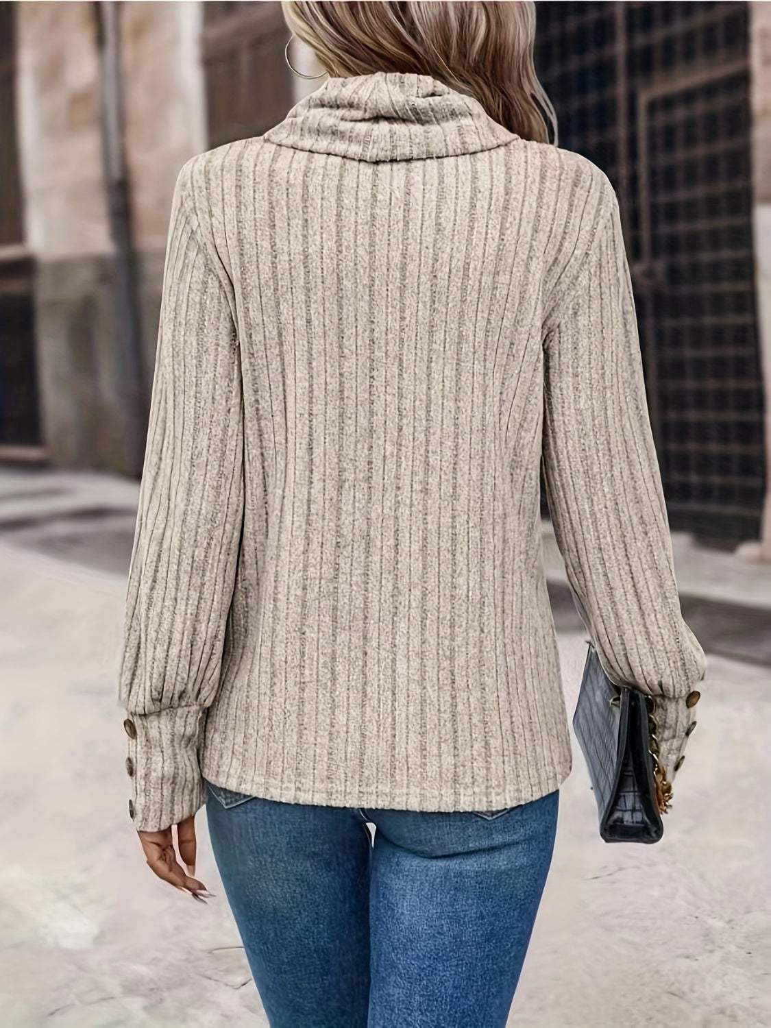 Turtleneck Long Sleeve T-Shirt - Trendsi - Flyclothing LLC