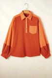 Striped Half Button Long Sleeve Sweatshirt - Trendsi - Flyclothing LLC