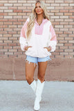 Color Block Half Zip Long Sleeve Hoodie - Trendsi - Flyclothing LLC