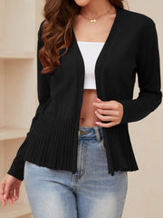 Open Front Long Sleeve Cardigan - Trendsi