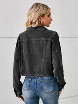 Button Up Long Sleeve Denim Jacket - Trendsi - Flyclothing LLC