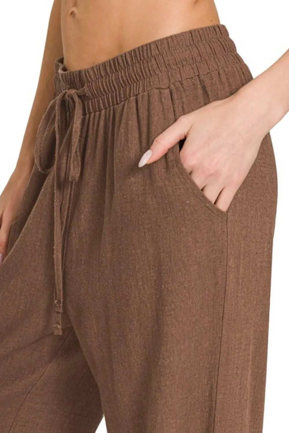 Zenana Linen Drawstring Pants - Trendsi - Flyclothing LLC