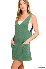 Zenana Washed Slub Adjustable Strap Overall Dress - Trendsi - Flyclothing LLC