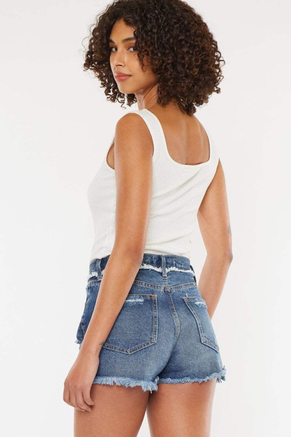 Kancan Distressed Button Fly Denim Shorts - Trendsi - Flyclothing LLC