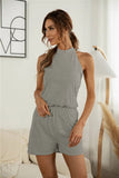 Cutout Grecian Neck Romper - Trendsi