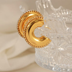 Titanium Steel Inlaid Zircon C-Hoop Earrings - Flyclothing LLC