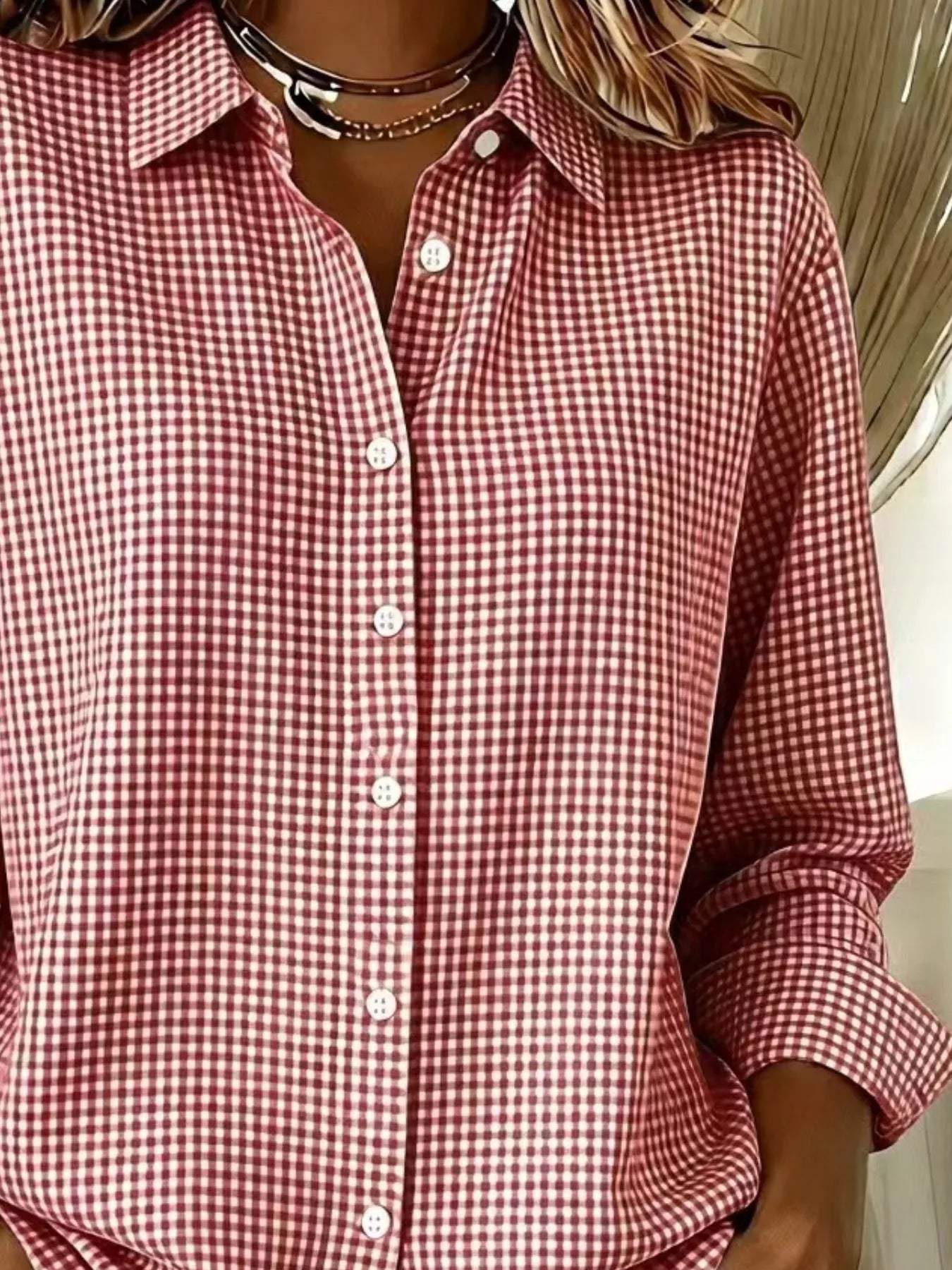Full Size Plaid Button Up Long Sleeve Shirt Plus Size - Trendsi - Flyclothing LLC