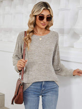 Round Neck Long Sleeve T-Shirt - Trendsi - Flyclothing LLC