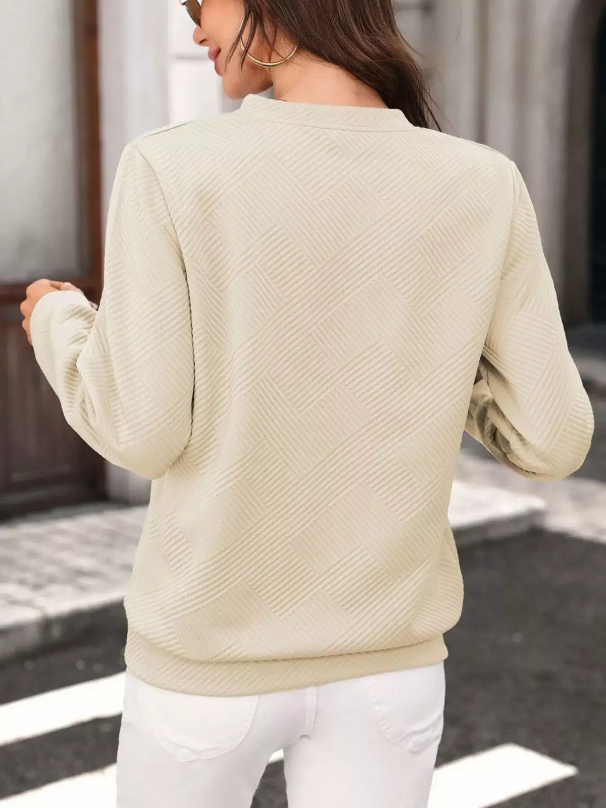Textured Quarter-Zip Sweatshirt - Trendsi - Flyclothing LLC