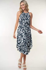 White Birch Tied Ruched Floral Sleeveless Knee Length Dress - Trendsi - Flyclothing LLC