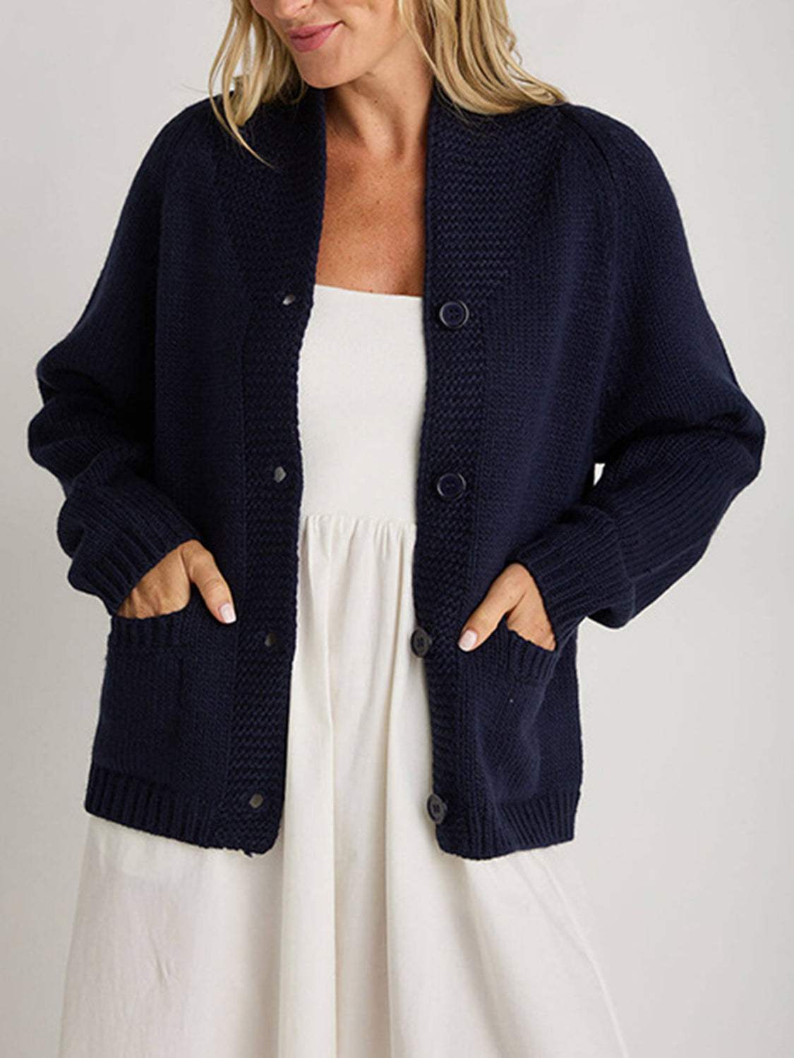 Lobster Button Up Long Sleeve Cardigan - Trendsi - Flyclothing LLC