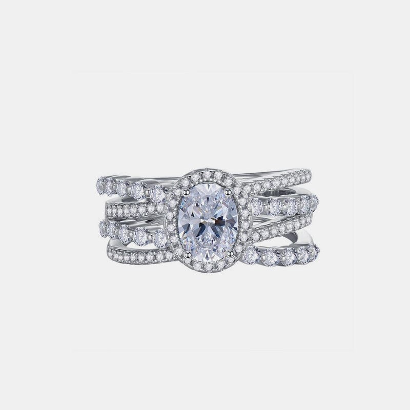 3 Carat Moissanite 925 Sterling Silver Layered Ring - Trendsi