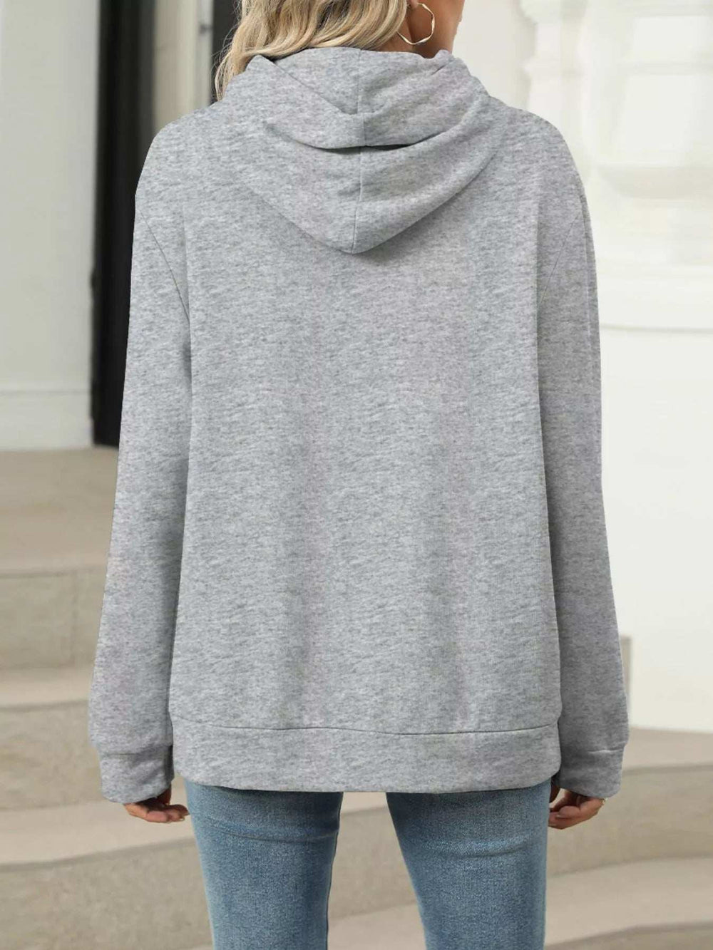 Kangaroo Pocket Long Sleeve Hoodie - Trendsi - Flyclothing LLC