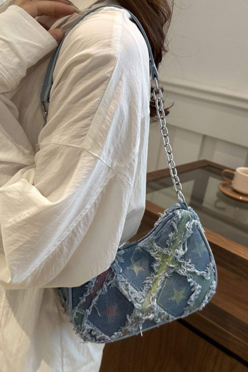 Fringe Star Print Shoulder Bag - Trendsi - Flyclothing LLC