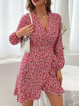 Floral Print Wrap Mini Dress - Trendsi - Flyclothing LLC