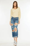 Kancan Distressed Mid Rise True Boyfriend Jeans - Trendsi