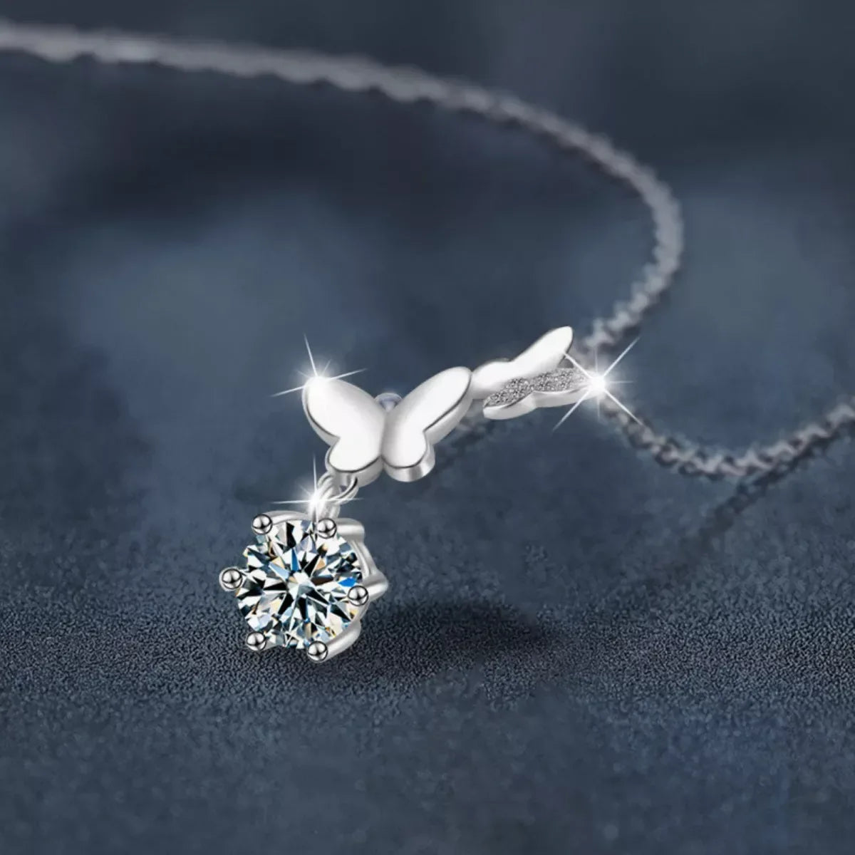 1 Carat Moissanite 925 Sterling Silver Pendant Necklace - Trendsi - Flyclothing LLC