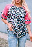 Leopard Round Neck Half Sleeve T-Shirt - Trendsi - Flyclothing LLC