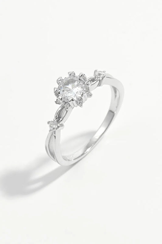 925 Sterling Silver Inlaid Zircon Ring - Trendsi - Flyclothing LLC