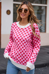 Angel Wings Contrast Round Neck Dropped Shoulder Sweater - Trendsi - Flyclothing LLC