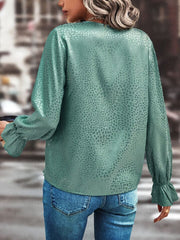 V-Neck Flounce Sleeve Blouse - Flyclothing LLC