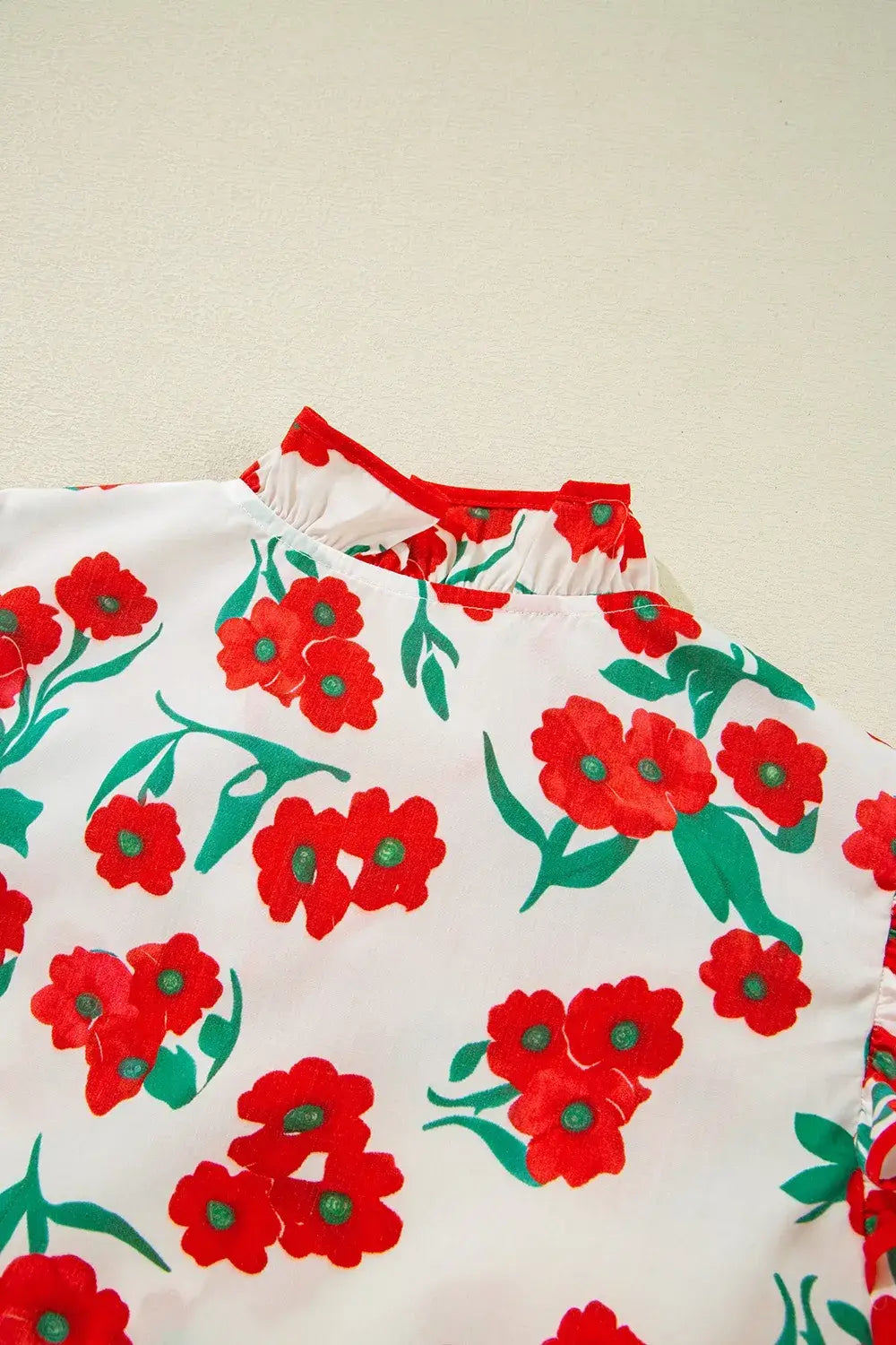 Printed V-Neck Short Sleeve Shirt - Trendsi - Flyclothing LLC