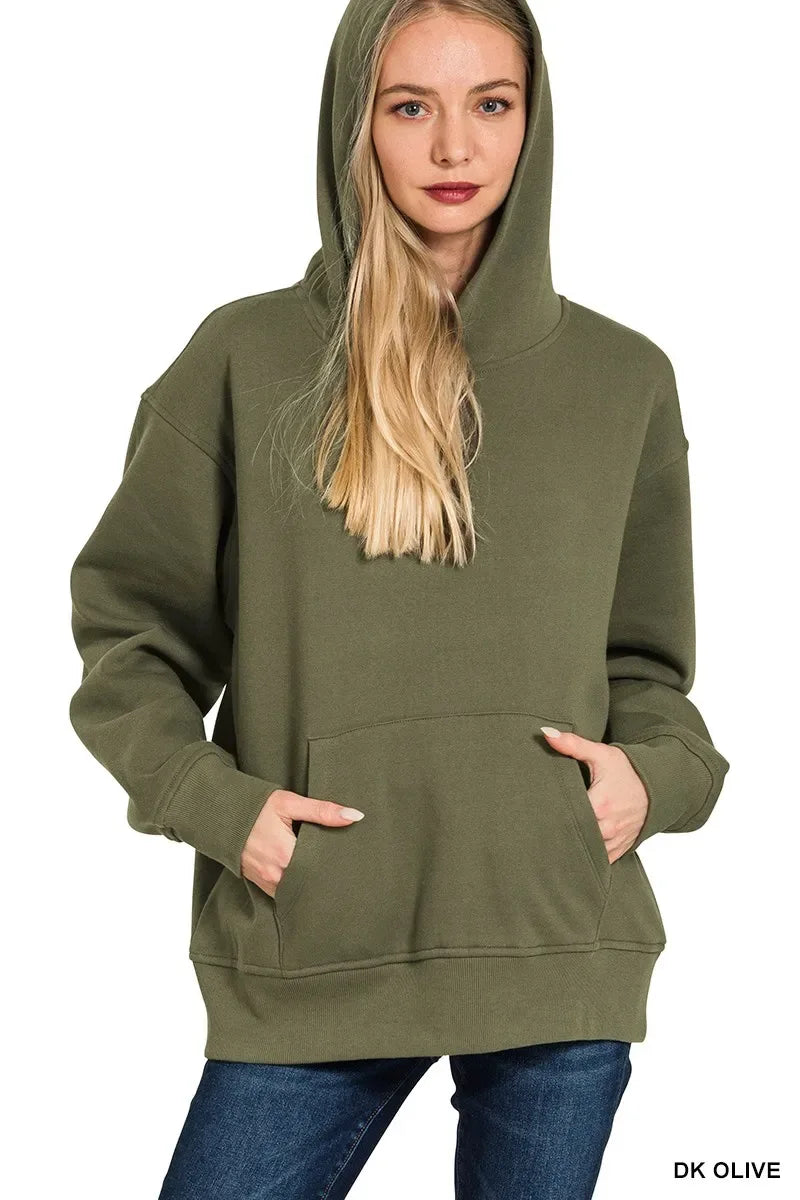 Zenana Fleece Kangaroo Pocket Hoodie - Trendsi - Flyclothing LLC