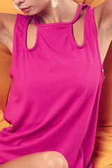BiBi Rib Knit Shoulder Cut Out Detaied Top - Trendsi - Flyclothing LLC