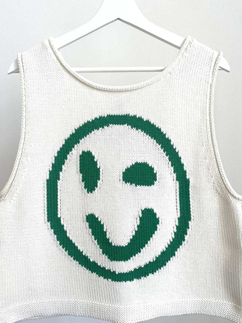 Smiley Round Neck Sweater Vest - Trendsi - Flyclothing LLC