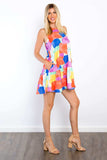 Be Stage Abstract Print Ruffle Hem Mini Dress with Pockets - Trendsi - Flyclothing LLC